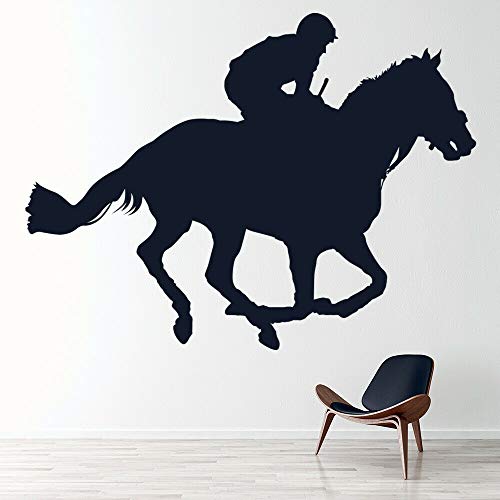 NSRJDSYT Jockey Rennpferd Wandtattoo Pferd Tiere Kunstwand Fenster Vinyl Aufkleber Teens Schlafzimmer Reiten Website Dekoration 56x75cm von NSRJDSYT