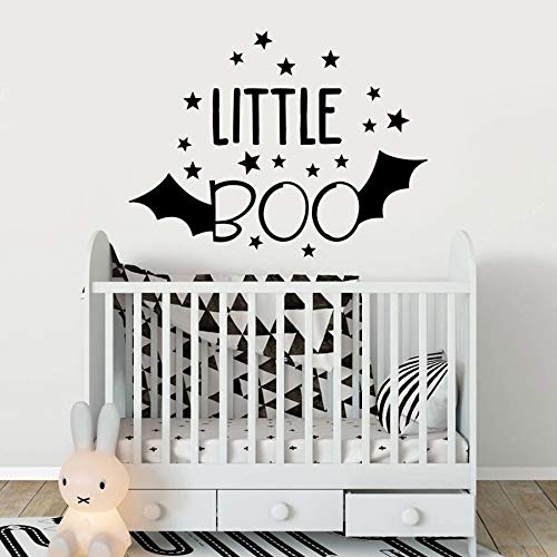 NSRJDSYT Little Boo Wandtattoo Schriftzug Fledermäuse Sterne Tür Fenster Vinyl Aufkleber Kinderzimmer Kinder Schlafzimmer Babyzimmer Home Decoration Wandbild 42x55cm von NSRJDSYT