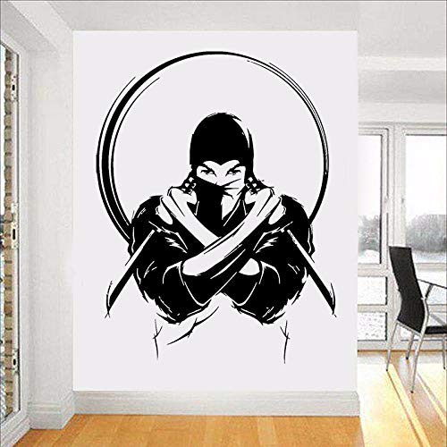 NSRJDSYT Vinyl Wandtattoo Ninja mit Messer Schwert Japan Japanischer Krieger Wandaufkleber Home Interior Decor Design Abnehmbares Wandbild 55x42cm von NSRJDSYT