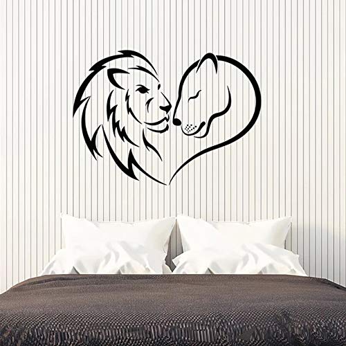 NSRJDSYT Wandtattoo Liebe Löwe und Löwin Familie Afrikanische Tiere Vinyl Fenster Aufkleber Schlafzimmer Wohnzimmer Kinderzimmer Innendekor 74x103cm von NSRJDSYT