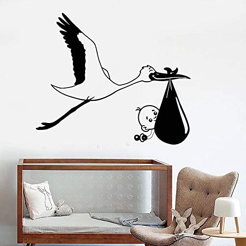 NSRJDSYT Wandtattoo Storch Baby Vogel Kindergarten Kinder Babyzimmer Kinder Schlafzimmer Wohnkultur Vinyl Fensteraufkleber Kunstwand Abnehmbare 42x49cm von NSRJDSYT