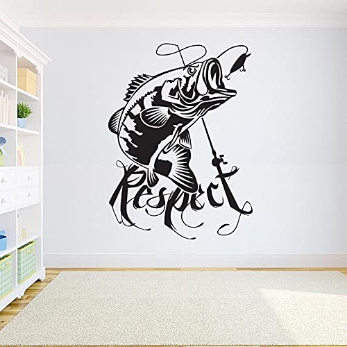 NSRJDSYT Wohnkultur Vinyl Aufkleber Angeln Wandtattoo Kinderzimmer Bass Fisch Aufkleber Angeln Aufkleber Innen Tapete 71x95cm von NSRJDSYT