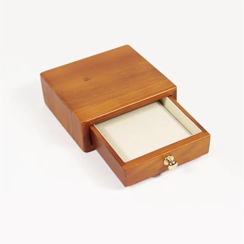 NSTVVEE Ringbox, Großhandel, Schmuckschatulle aus Massivholz mit Schublade, antike Ring-, Halsketten- und Armband-Schmuckaufbewahrungsbox, Schmuckringboxen für Schmuck (Beige) von NSTVVEE