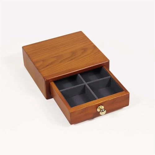 NSTVVEE Ringbox, Großhandel, Schmuckschatulle aus Massivholz mit Schublade, antike Ring-, Halsketten- und Armband-Schmuckaufbewahrungsbox, Schmuckringboxen für Schmuck (dunkelgrau B) von NSTVVEE