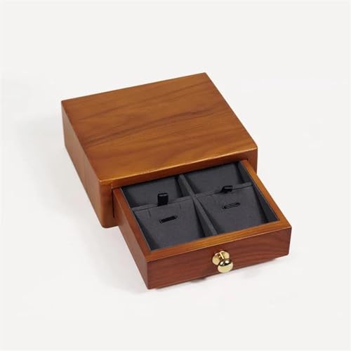 NSTVVEE Ringbox, Großhandel, Schmuckschatulle aus Massivholz mit Schublade, antike Ring-, Halsketten- und Armband-Schmuckaufbewahrungsbox, Schmuckringboxen für Schmuck (dunkelgrau C) von NSTVVEE