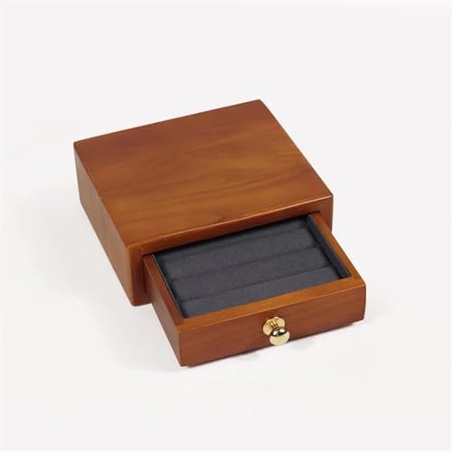 NSTVVEE Ringbox, Großhandel, Schmuckschatulle aus Massivholz mit Schublade, antike Ring-, Halsketten- und Armband-Schmuckaufbewahrungsbox, Schmuckringboxen für Schmuck (dunkelgrau a) von NSTVVEE