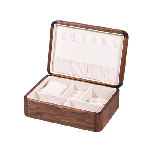 NSTVVEE Ringbox, Schmuckaufbewahrungsbox, Holz, Schmuckdisplay, Sammelbox, Aufbewahrungsbox für Ringe und Ohrringe, Retro-Schmuckschatulle für Armbänder und Halsketten, Ringboxen für Schmu von NSTVVEE