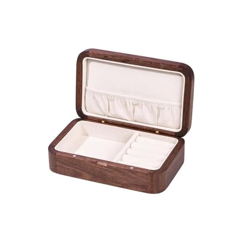 NSTVVEE Ringbox, Schmuckaufbewahrungsbox, hölzerne Schmuckpräsentations-Sammelbox, Aufbewahrungsbox für Ringe und Ohrringe, Retro-Schmuckschatulle für Armbänder und Halsketten, Ringboxen f von NSTVVEE