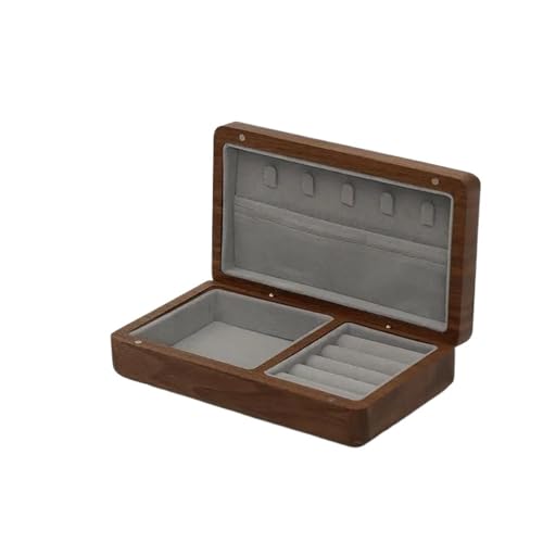 NSTVVEE Ringbox, Schmuckschatulle aus schwarzem Walnussholz, Großhandel, Haushalts-Clamshell-Schatulle aus Massivholz, Verpackungsbox, leichte Luxus-Schmuckschatulle aus Holz, Aufbewahrung von NSTVVEE