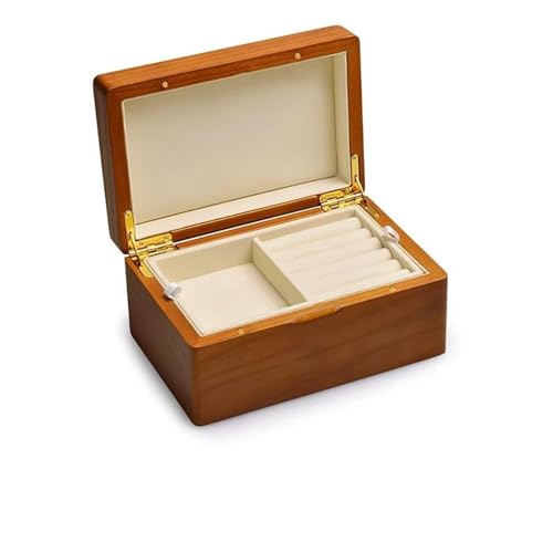 NSTVVEE Ringbox, mehrschichtige Schmuckaufbewahrungsbox mit Halskettenhaken, Ohrringen, Ringen und Armbändern, Aufbewahrungsbox aus Massivholz, Organizer, Schmuckschatulle, Ringboxen für S von NSTVVEE