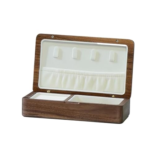 NSTVVEE Ringbox aus Holz, Schmuckschatulle, zarte Walnuss-Schmuckschatulle, Halter für Ringe, Ohrringe, Halsketten, Aufbewahrungsboxen, Ringboxen für Schmuck von NSTVVEE