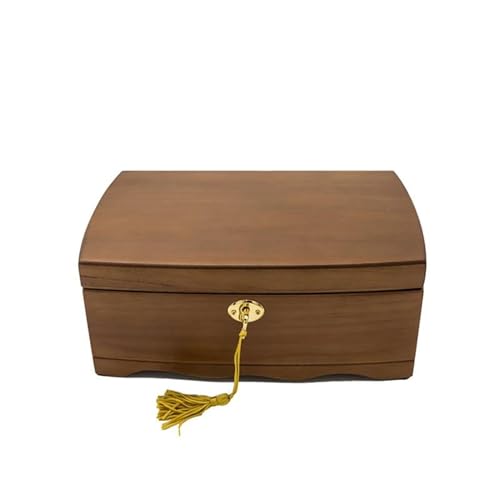 NSTVVEE Ringbox aus Holz, Schmuckschatulle mit Schloss, doppellagige Schmuckaufbewahrungsboxen, Damenringe, Halskettenboxen, Ringboxen für Schmuck von NSTVVEE