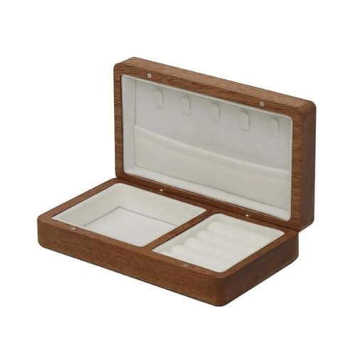 NSTVVEE Ringbox aus Massivholz, Schmuckschatulle, Ehering-Box, Aufbewahrungsbox für Ohrringe, Organizer, Ringboxen für Schmuck (weiß) von NSTVVEE