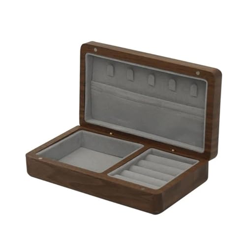 NSTVVEE Ringbox aus Massivholz, Schmuckschatulle für Eheringe, Aufbewahrungsbox für Ohrringe, Organizer, Ringboxen für Schmuck (grau a) von NSTVVEE