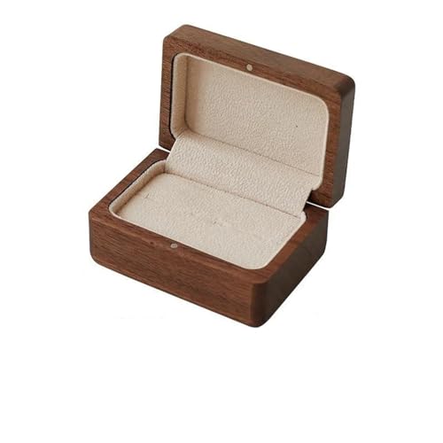 NSTVVEE Ringschatulle aus schwarzem Walnussholz, Schmuckschatulle für Eheringe, Ohrringschatulle, Schmuck-Organizer-Box, Ringschatullen für Schmuck (B) von NSTVVEE