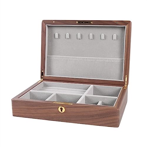 NSTVVEE Schmuckkästchen-Organizer, Aufbewahrungsbox für Schmuck aus Holz, mit Schloss, japanische Schmuckschatulle aus Holz für Ringe und Halsketten, für den Schreibtisch, Hand-Schmuckscha von NSTVVEE