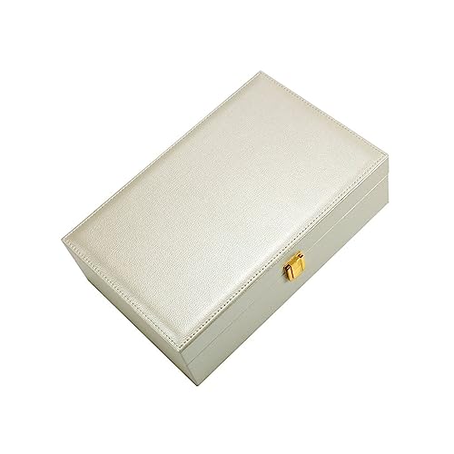 NSTVVEE Schmuckkästchen-Organizer, Schmuckschatulle aus Leder, doppelte Schmuckschatulle, Aufbewahrungsbox, integrierte Beflockung, Aufbewahrungsbox für Ringe, Ohrringe, Halsketten, Armbän von NSTVVEE