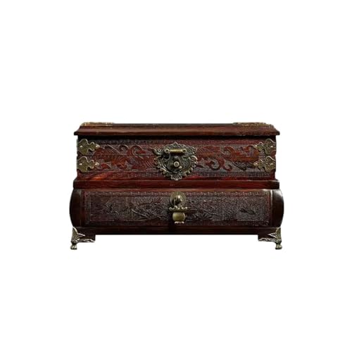 NSTVVEE Schmuckkästchen-Organizer, chinesisches Retro-Schmuckkästchen mit Schloss, Aufbewahrungsbox für Halsketten und Ringe, Schmuckschatulle, Aufbewahrungsbox, Schmuck-Organizer, klein ( von NSTVVEE