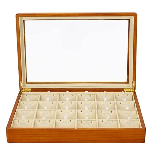 NSTVVEE Schmuckkästchen-Organizer, multifunktionale Schmuckschatulle, Aufbewahrungsbox für Schmuck aus Holz, Mikrofaser, Ring-Displayfach, Armband-Aufbewahrungsbox, Schmuck-Organizer, klei von NSTVVEE