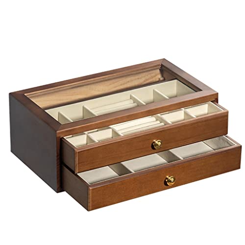 NSTVVEE Schmuckschatulle, Organizer, Schmuckschatulle, Aufbewahrungsbox aus Holz, einfache mehrschichtige Schmuckschatulle, Schmuck-Organizer, klein (D 35 x 20 x 13 cm) von NSTVVEE