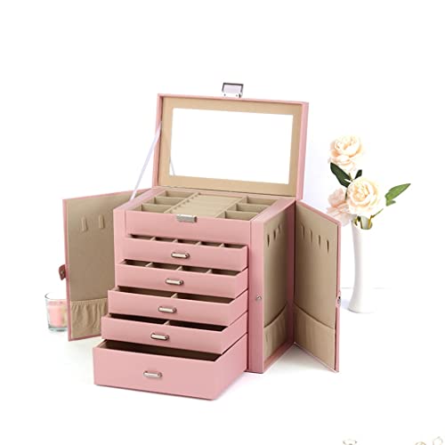 NSTVVEE Schmuckschatulle, Organizer, Schmuckschatulle, PU, Prinzessinnen-Schmuck, fünflagige Aufbewahrungsbox, Schmuckschatulle, Schmuck-Organizer, klein (A, 27 x 16 x 28 cm) von NSTVVEE