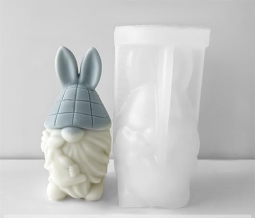 NSXIN 2 Stück Ostern Kaninchen Silikonformen, 3D Osterhase Gießformen DIY Handwerk Backform, Ostern Hasenform Kerzenhalter Epoxidharz Formen für Kuchen, Schokolade, Seife, Ostern Deko (Stil E) von NSXIN