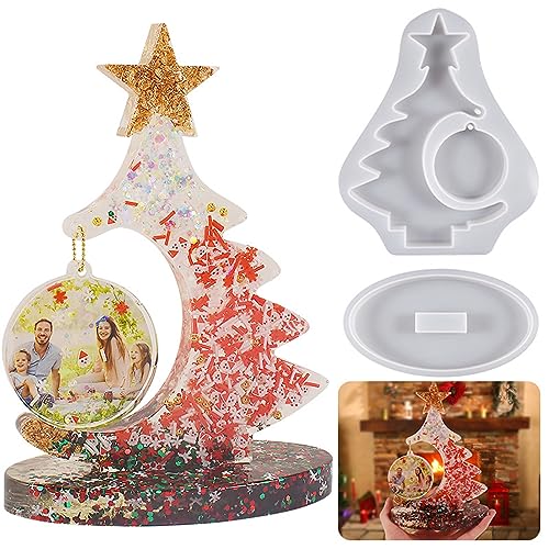 NSXIN Epoxidharz Formen Weihnachtsbaum Bilderrahmen Silikonform Weihnachten Große Epoxidharz Fotorahmen Resin Silikonform mit Anhänger für DIY Basteln Haus Dekoration Hochzeit Jubiläumsgeschenk von NSXIN