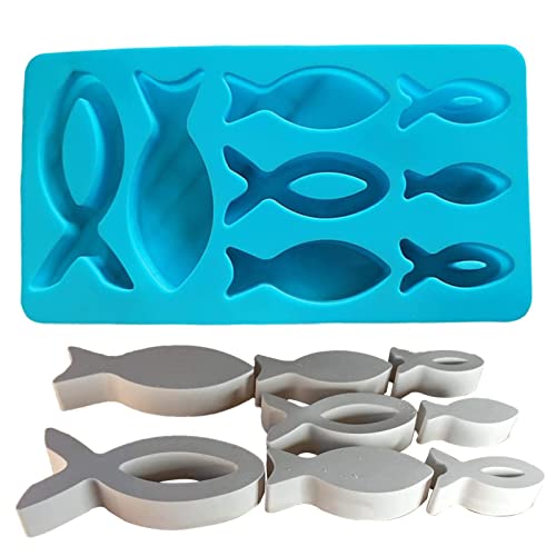 NSXIN Gießform Fische Silikonform mit 8 Mulden, 3D Fisch Fondant Formen Multifunktionale Antihaft Backformen Gießformen für Schokolade, EIS, Kuchen, Seifenform für DIY Hausgemachte Handwerk (1Stück) von NSXIN