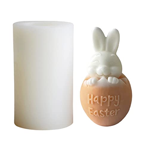 NSXIN Ostern Silikonform Kaninchen 3D Osterhase Kerzenformen DIY Silikon Eierschalen, Gießform Seifenform Mousse Kuchenform für Tortendeko, Sojawachs Kerzen, Schokolade, Aromasteinen von NSXIN