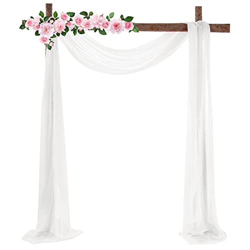 NSXIN Querbehang Weiß Tüll Foto Hintergrund Hochzeit Vorhang Deko Weiss Hochzeitsbogen Gardinen Freihanddeko Dekoration für Fotografie Party Hochzeit Geburtstag Taufe 70x550 cm (Weiß) von NSXIN