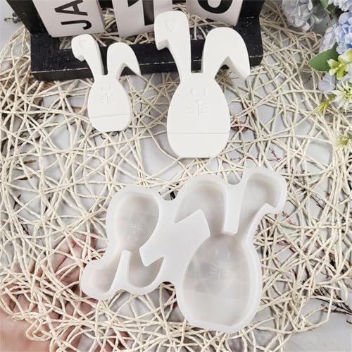 NSXIN Silikonformen Ostern Kaninchen Gießformen Häuser, 3D Kaninchen Osterhase Silikonform Kerzenhalter Giessformen für DIY Handwerk, Ostern Heimdekoration Dekoration (A) von NSXIN