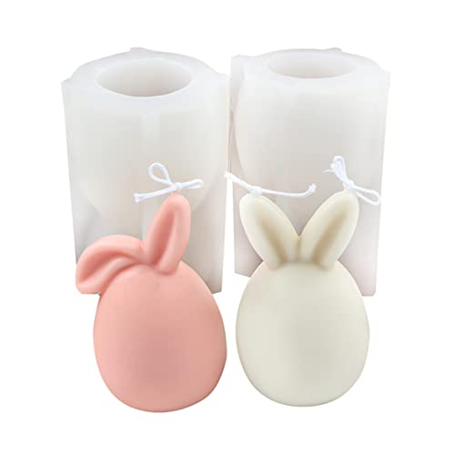 NSXIN Ostern Silikonform Kaninchen 3D Osterhase Kerzenformen Seifenform DIY Silikon Gießform Mousse Kuchenform für Tortendeko, Sojawachs Kerzen, Schokolade, Aromasteinen (2 Stück) von NSXIN