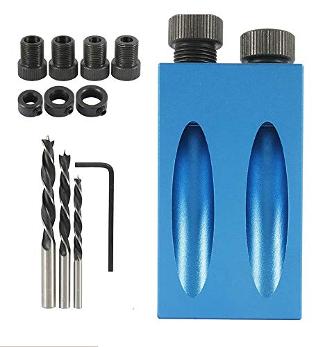 Pocket Hole Jig Kit 14 Stück Bohrhilfe Schrägloch Positionierer Dübelbohrer für Holzbearbeitung Winkel Bohren, 6/8/10mm 15 Grad Winkelantriebsadapter von NSXIN