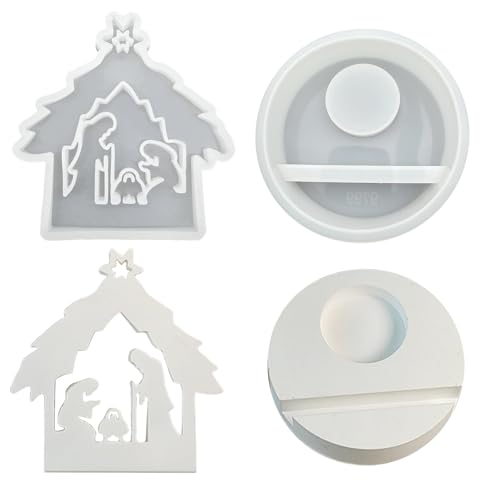 Silikonform Kerzenform Weihnachten DIY Silikon Kerzen Gießform 3D Elch Weihnachtsmann Weihnachtsbaum DIY Kerzengießform für die Herstellung von Kerzen (Jesus im Haus) von NSXIN