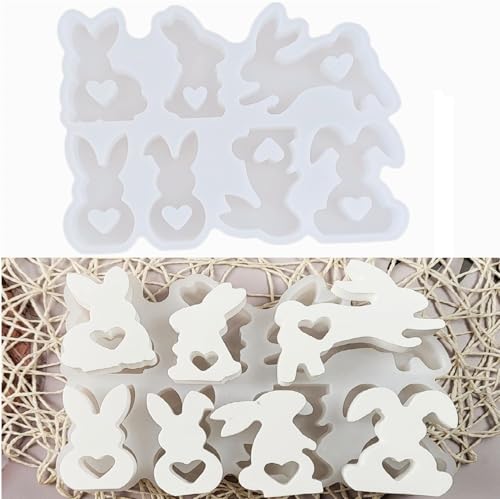 Silikonformen Osterhase Gießformen, Oster hase Silikonform 3D Kaninchen Gießform Kerzenformen, Gießformen Osterhase Kerzen für DIY Handwerk, Ostern Dekoration (A) von NSXIN