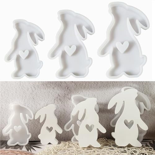 Silikonformen Osterhase Gießformen, Oster hase Silikonform 3D Kaninchen Gießform Kerzenformen, Gießformen Osterhase Kerzen für DIY Handwerk, Ostern Dekoration (B) von NSXIN