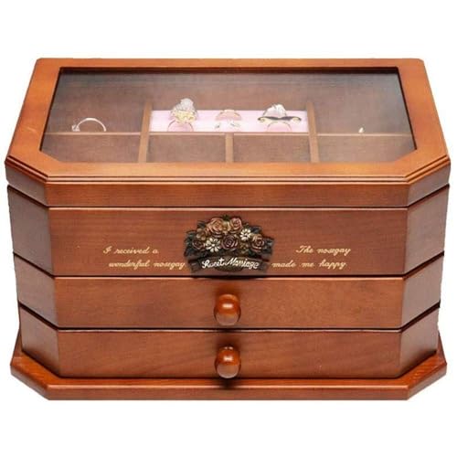 NTALJC Big Dresser Valet Box & Herren-Schmuckkästchen Organizer mit großer Station, Schmuck-Organizer-Box, Schmuckschatulle, Holz-Aufbewahrungsbox mit Schublade, hohe Kapazität von NTALJC