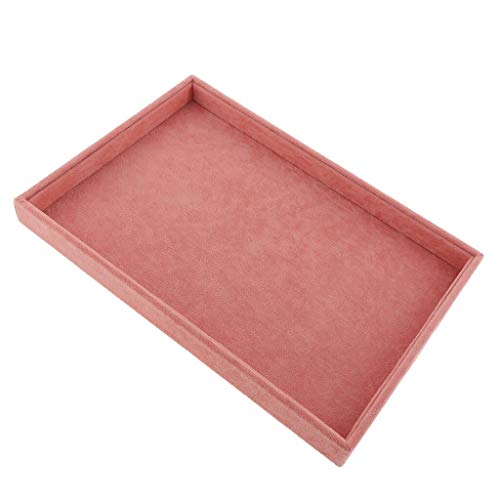 NTALJC Schmuckschatulle Samt Schmuck Ring Display Organizer Fall Tablett Halter Halskette Ohrringe Armreif Schmuck Aufbewahrung Schmuckschatullen Ständer Rosa (Farbe: 1 35 x 24 x 3 cm) von NTALJC