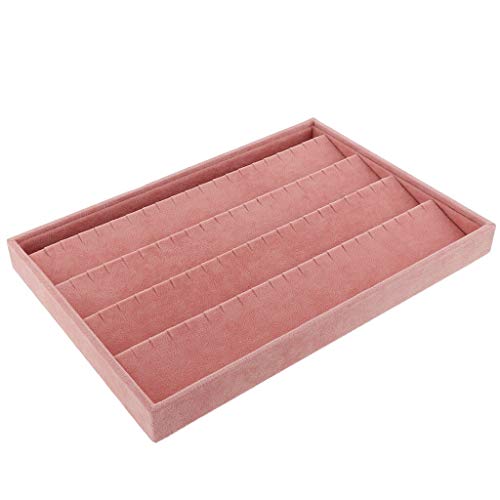 NTALJC Schmuckschatulle Samt Schmuck Ring Display Organizer Fall Tablett Halter Halskette Ohrringe Armreif Schmuck Aufbewahrung Schmuckschatullen Ständer Rosa (Farbe: 8 35 x 24 x 3 cm) von NTALJC