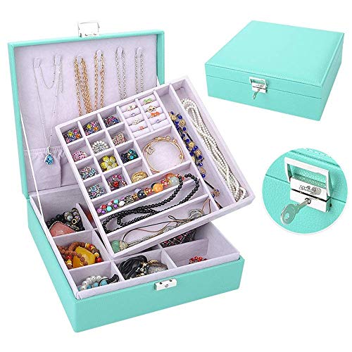 Schmuck-Aufbewahrungsbox, Schmuckschatulle für Mädchen und Frauen, Leder-Schmuck-Organizer für Ringe, Ohrringe, Halsketten, Armbänder, verschiedene Fächer zur Aufbewahrung aller Arten von Schmuck für von NTALJC