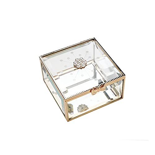 Schmuck-Organizer, europäische Retro-Schmuckschatulle, kreative Glasschmuck-Aufbewahrungsbox, Ringe, Ohrringe, Desktop-Display, Bastelbehälter, Geschenk für Frauen, Schmuckschatulle (Größe: Gold) von NTALJC