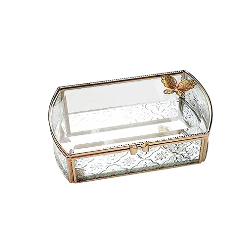 Schmuck-Organizer, europäische Retro-Schmuckschatulle, kreative Glasschmuck-Aufbewahrungsbox, Ringe, Ohrringe, Desktop-Display, Bastelbehälter, Geschenk für Frauen, Schmuckschatulle (Größe: Gold) von NTALJC