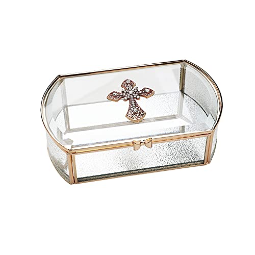 Schmuck-Organizer, europäische Retro-Schmuckschatulle, kreative Glasschmuck-Aufbewahrungsbox, Ringe, Ohrringe, Desktop-Display, Bastelbehälter, Geschenk für Frauen, Schmuckschatulle (Größe: Gold) von NTALJC