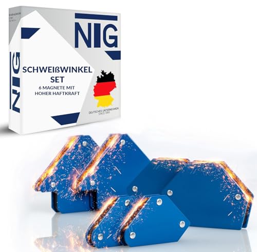 NTG Magnet Schweißwinkel Set: 6 Stück mit hoher Haftkraft für präzise Schweißverbindungen | Magnetwinkel mit 30°, 45°, 60°, 75°, 90°, 135° Schweißmagnet Schweißzubehör Winkelmagnet zum Heften von NTG