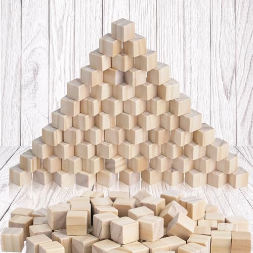 NTGRTY 300 Stück Holzwürfel 10 mm Holzklötze Holzklötzchen zum Basteln Natur Holzwürfel Blanko DIY Holzblöcke Bastelwürfel zum Lernen Für Malen Bastel Dekoration (10mm) von NTGRTY