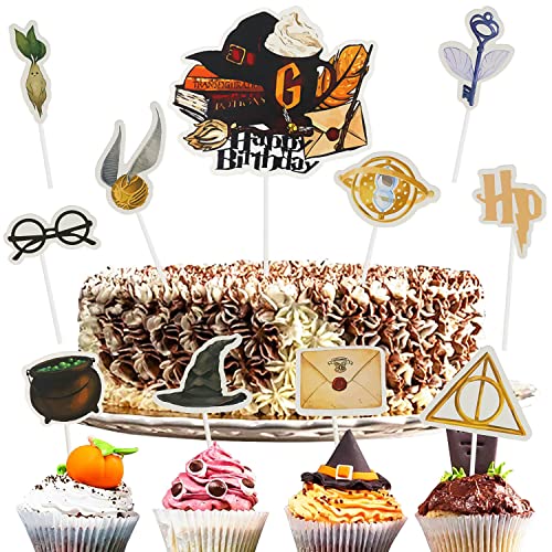 NTGRTY Magical Tortendeko 21 Stück Magier Kuchen Deko,Magical Wizard Cake Topper Magic Theme Torten Deko Harry Potter Kuchen Deko für Junge Mädchen Magic Theme Party Supplies von NTGRTY