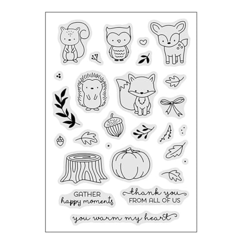 NTRUXZP Blatt Silikon Stempel Eichhörnchen Blätter Klare Stempel Pflanzen Clear Stamps zum Kartenbasteln Stempelmotive DIY Scrapbooking Fotoalbum Geschenkanhänger von NTRUXZP