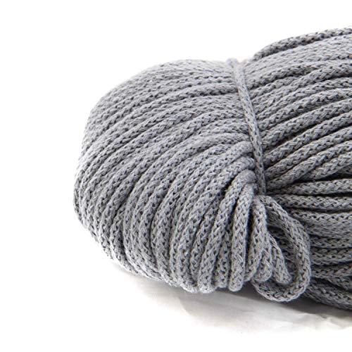 nts Nähtechnik 100m Baumwollkordel / 4mm breites Seil aus Baumwolle mit Polyester Kern/Deko Schnur (grau, 4) von nts Nähtechnik