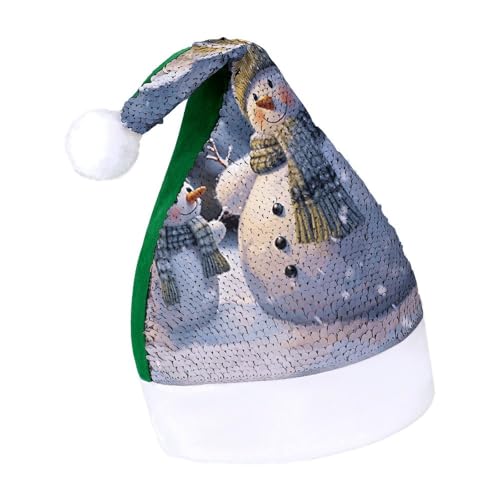 NTVOWPZO Glitzernde Weihnachtsmütze für Erwachsene, Weihnachtsmannmütze, Winter, Schneemann, glänzende Pailletten, Weihnachtsmütze für Weihnachten, Neujahr, Party, Kopfbedeckung von NTVOWPZO