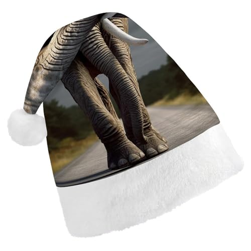 NTVOWPZO Weihnachtsmütze 3D Elefant Weihnachtsmütze Weihnachtsmütze für Erwachsene Weihnachtsmützen für Neujahr Festliche Party von NTVOWPZO